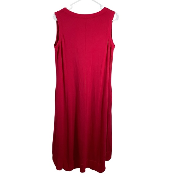 Chico's V-Neck Rib Trim Midi Dress In Maraschino Cherry - Picture 4 of 6